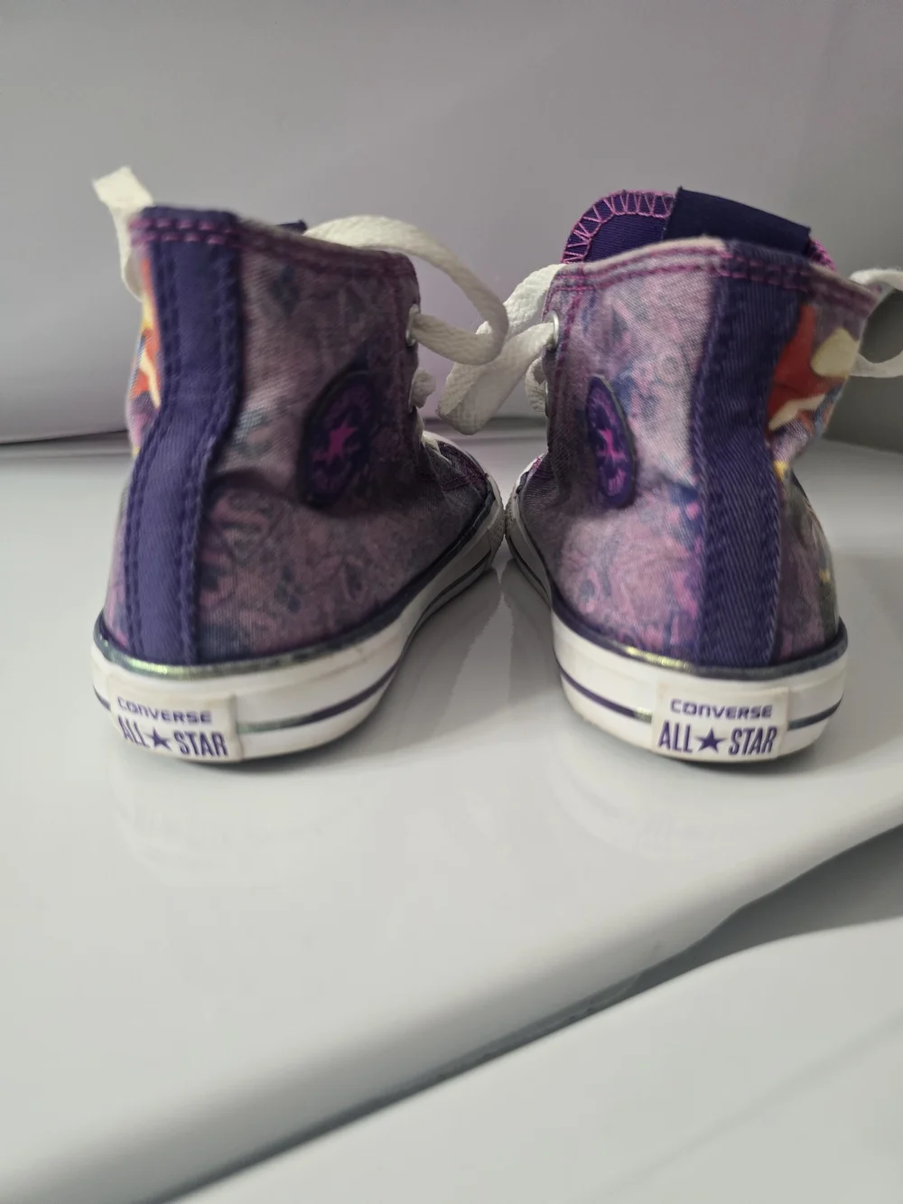 Purple Kids High-Top Sneakers with Mermaid Graphic